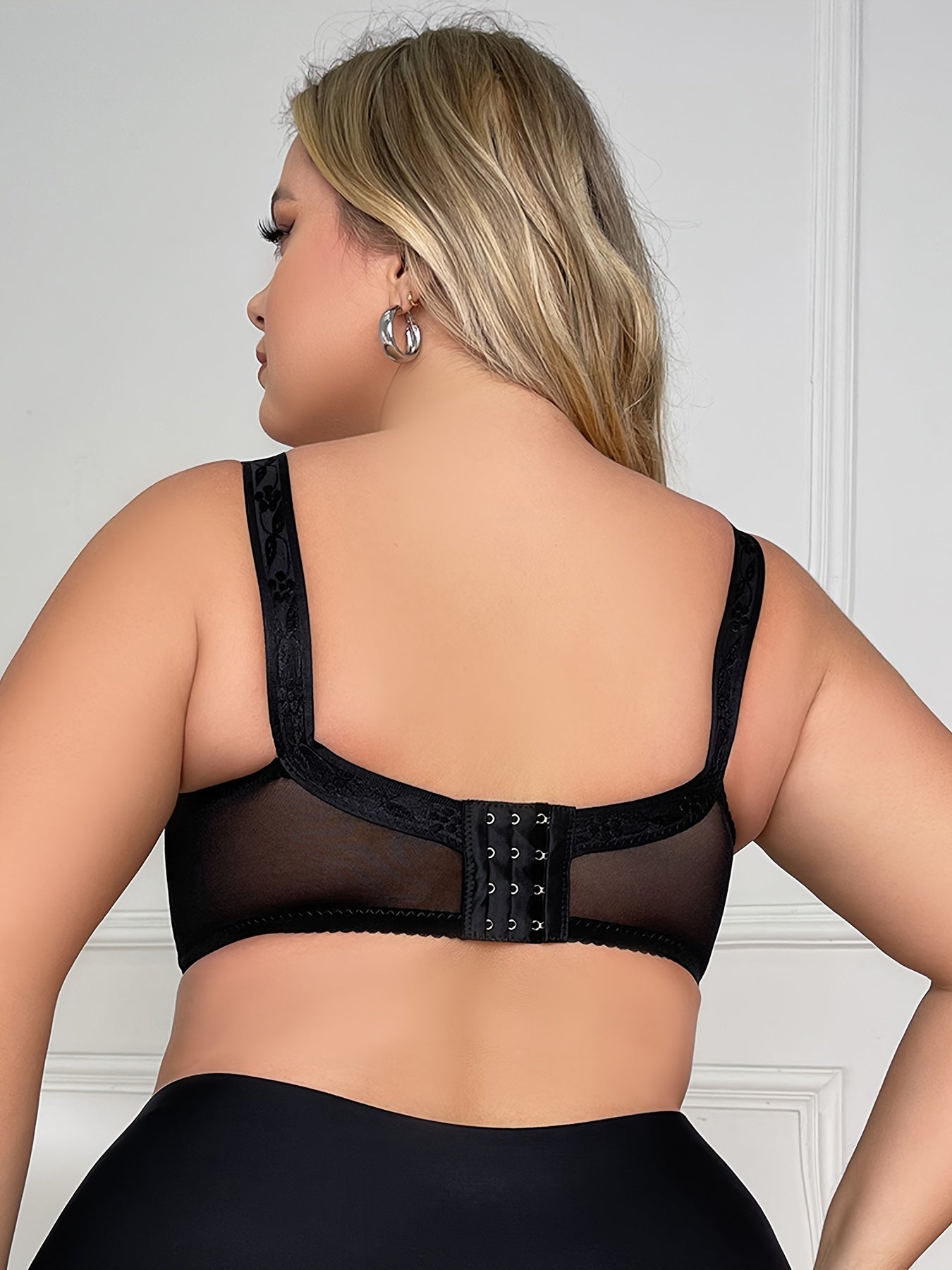 Plus Floral Seamless Wireless Push-Up Bra Breathable Comfortable Underwear