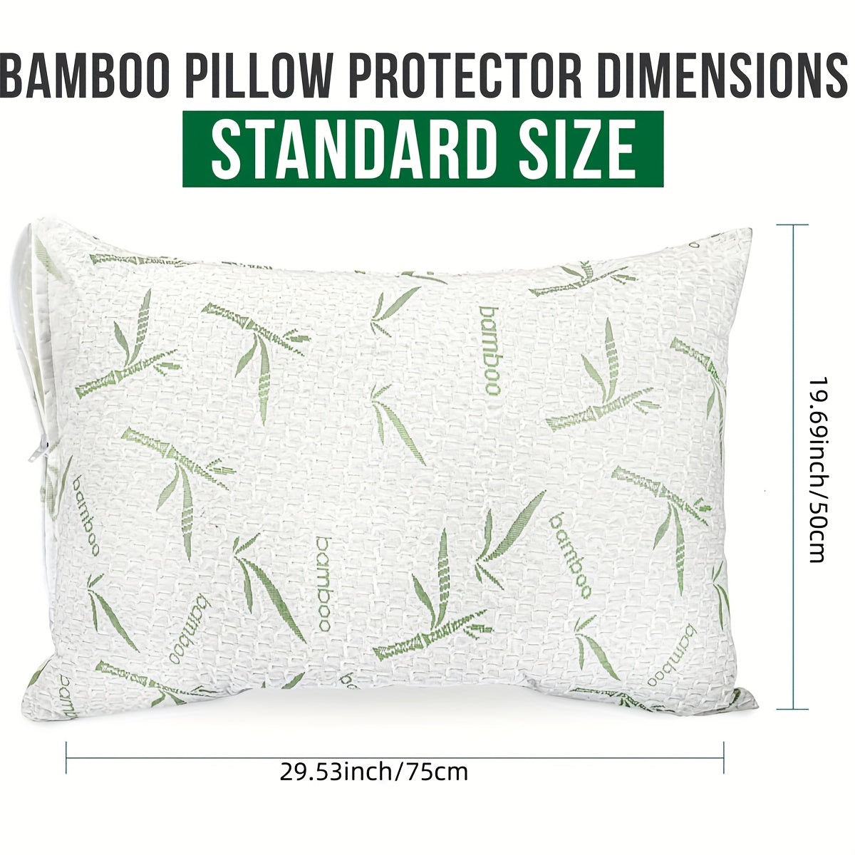 Bamboo Viscose Pillowcase 20x30 Inches with Cooling Technology and Zipper Closure