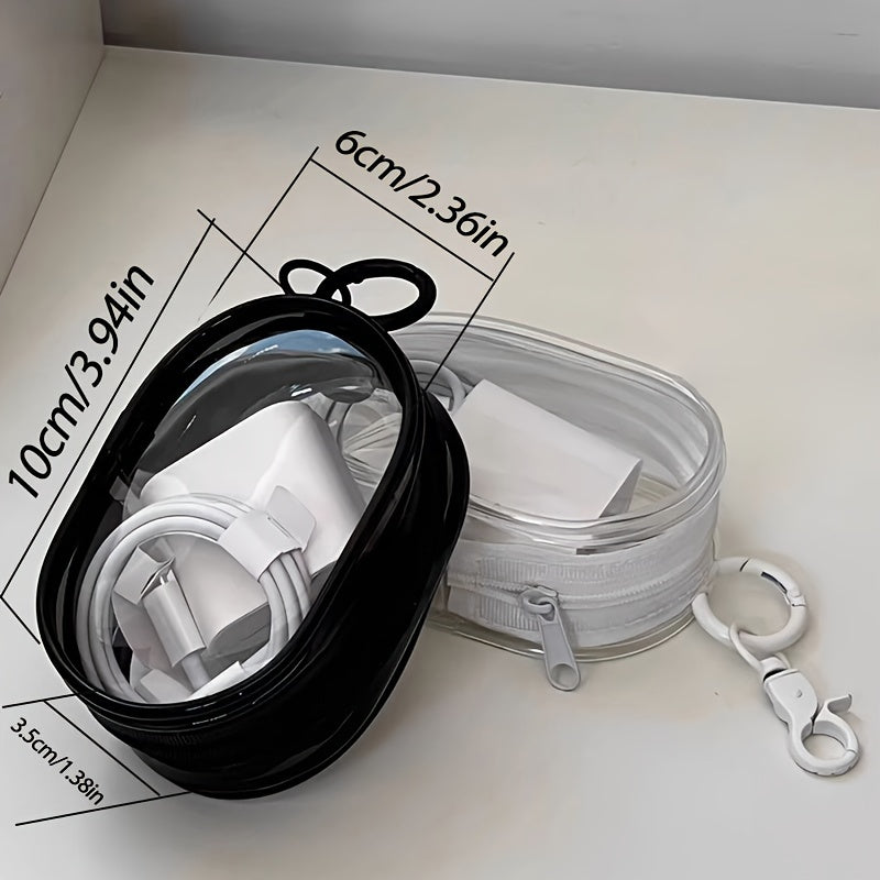 Компактный PVC-кошелек для аксессуаров для зарядного устройства, наушников и кабелей. Идеален для организации в поездках, размеры 10,01 см x 3,51 см.