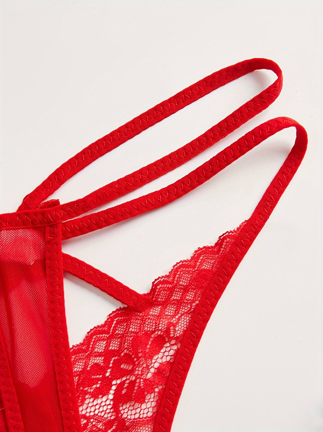 Women's Lace Thong Panties with Breathable Nylon Elastane Blend and Cross Detail