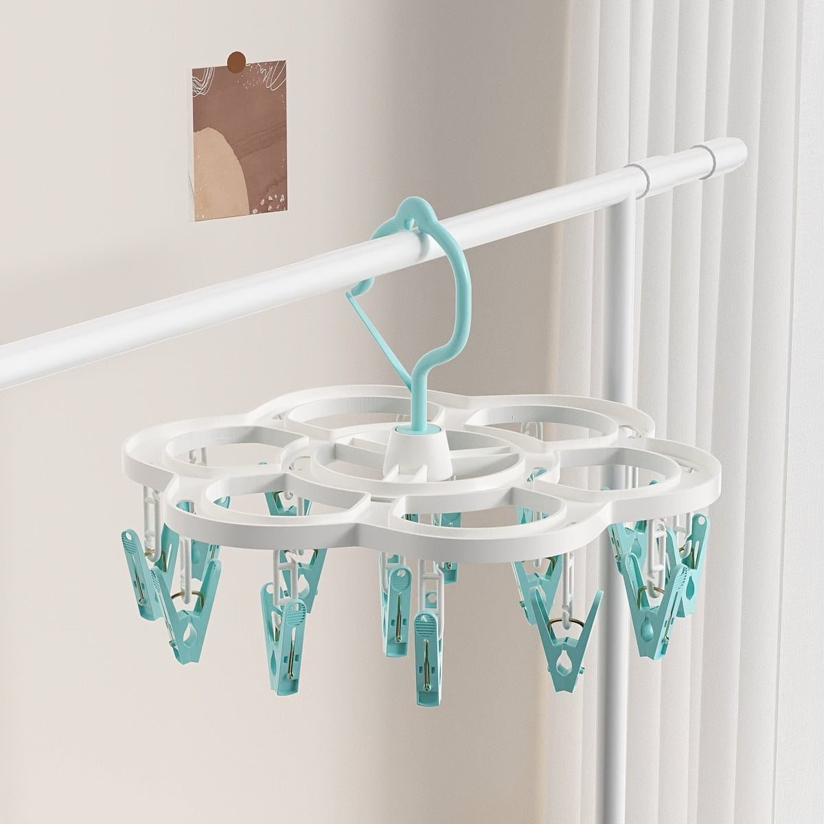 Пластиковая сушилка для одежды с 32 зажимами для нижнего белья и носков, экономящая место вешалка для одежды