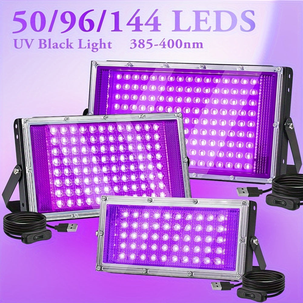 UV Black Light Pack 50/96/144 LEDs USB Powered for Party Halloween Fluorescent Posters