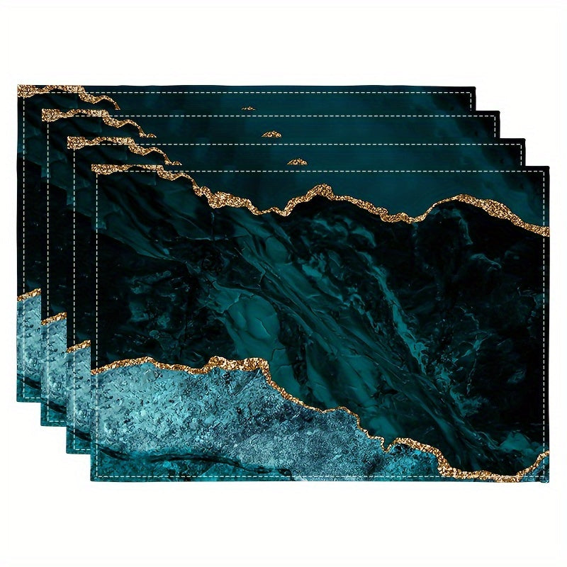 Conjunto de manteles individuales con arte abstracto impreso, a prueba de agua, de poliéster, aislante térmico, decoración para mesa de comedor