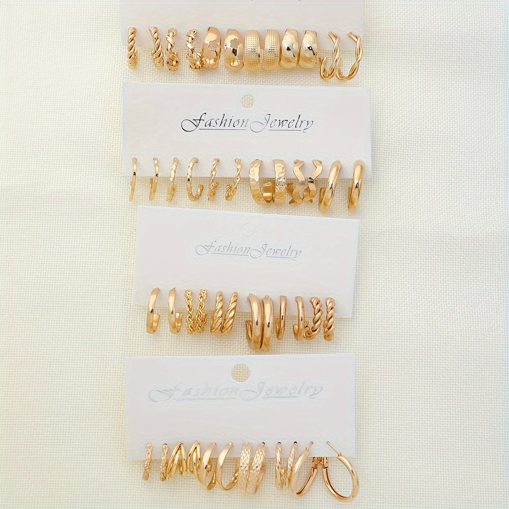 Vintage uslubidagi nafis temir zargarlik to'plami, 24 juft kichik halqa bilakuzuklari, ayollarning kundalik quloq bezaklari uchun mukammal sovg'a.