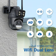 4K 8MP WiFi Security Camera with Human Detection Auto Tracking PTZ Night Vision Dual Lens Indoor Outdoor