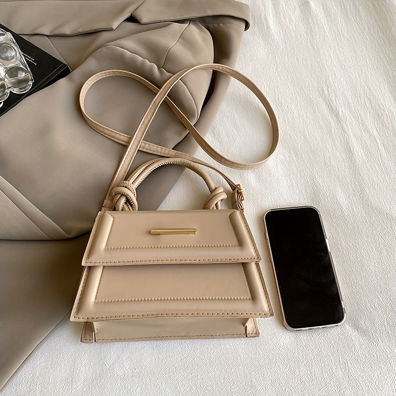 Women's Crossbody Bag Small Square Faux Leather Adjustable Strap Magnetic Closure Black White