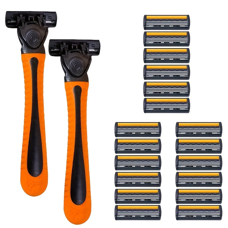 Men Stainless Steel Safety Razor Kit with Blades and Plastic Handle