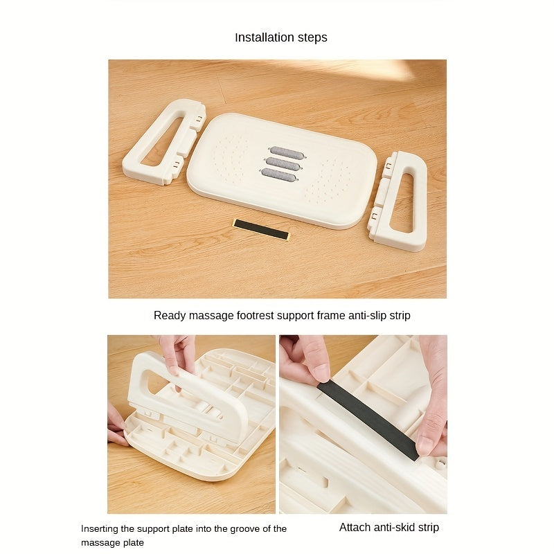 Adjustable Under-Desk Footrest Stool with Massage Surface Non-Slip Bottom in White Black Pink