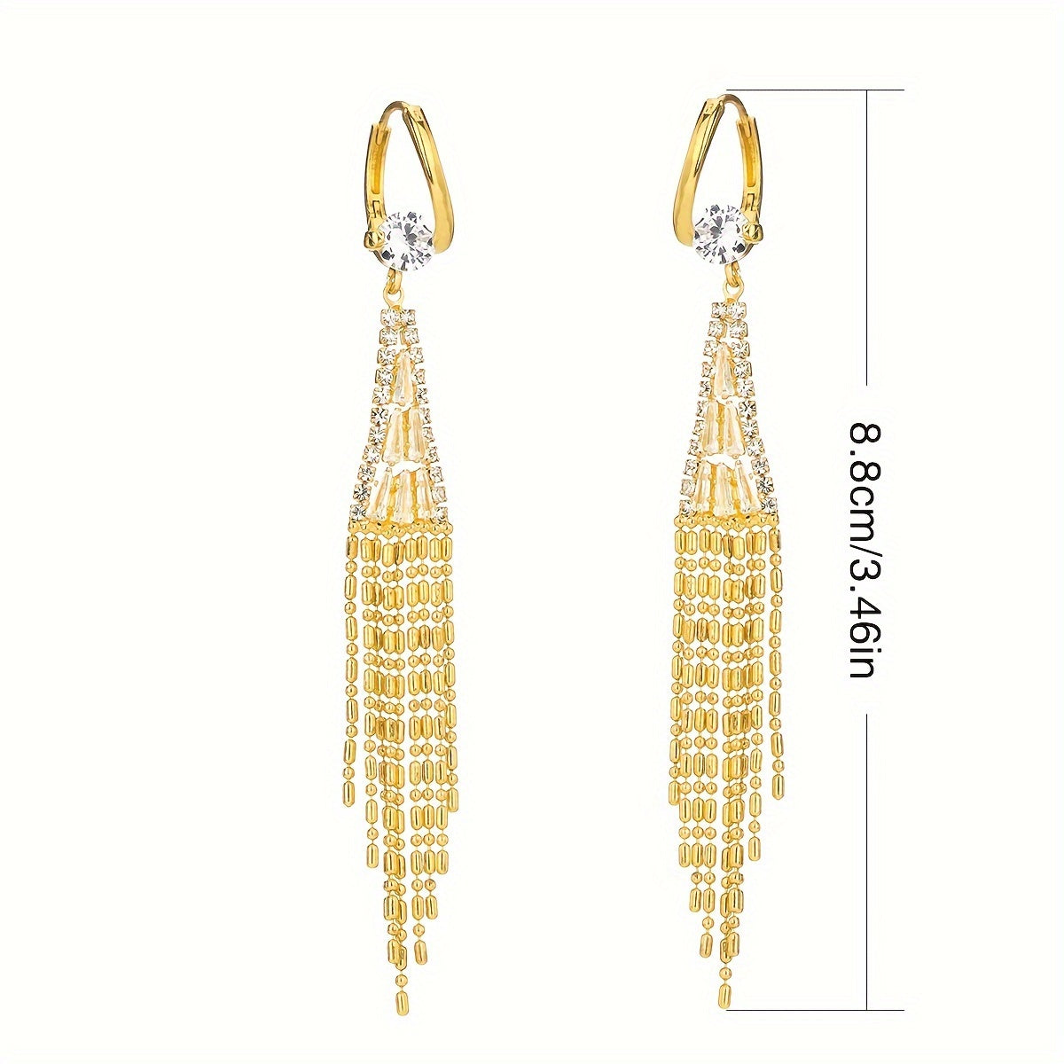 Elegant Tassel Earrings with Zirconia for Casual and Formal Wear