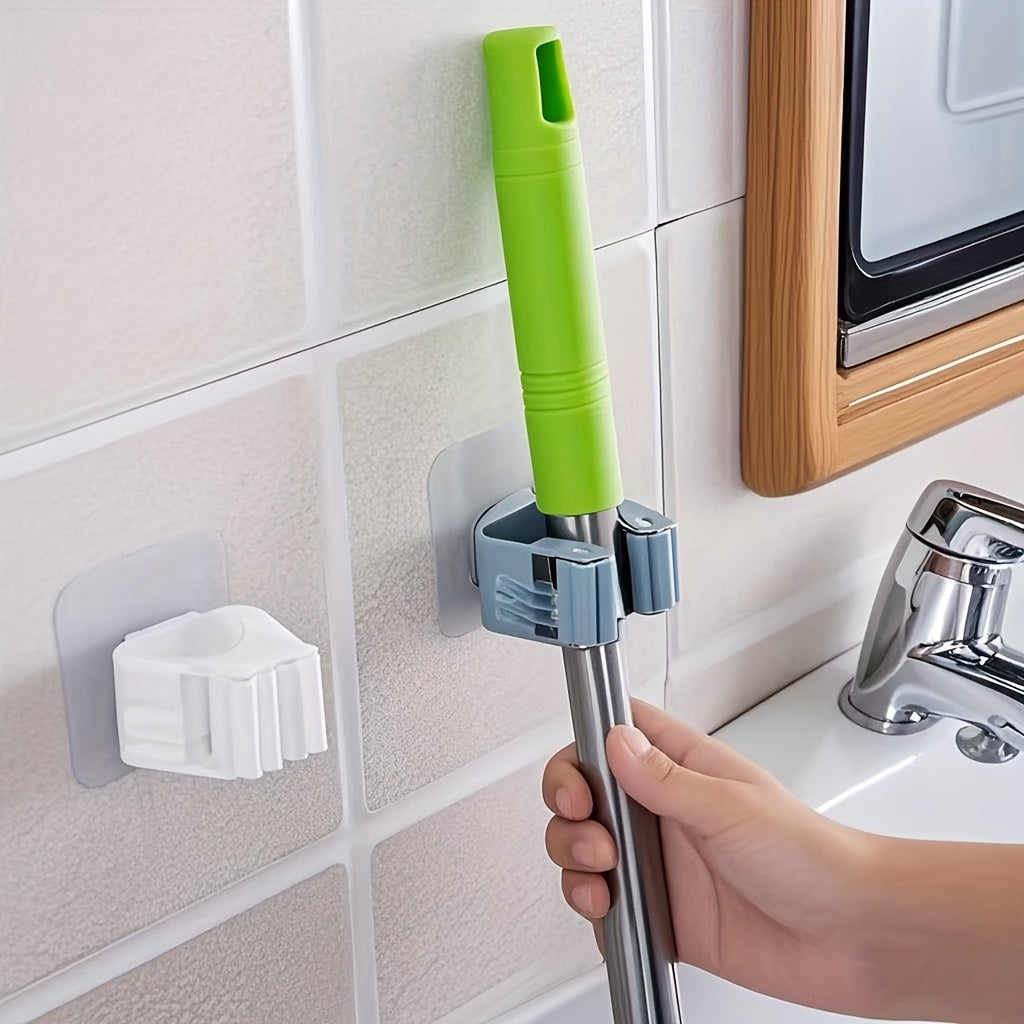Hanging Mop and Broom Organizer Wall Mount Durable Plastic for RV Bathroom Bedroom