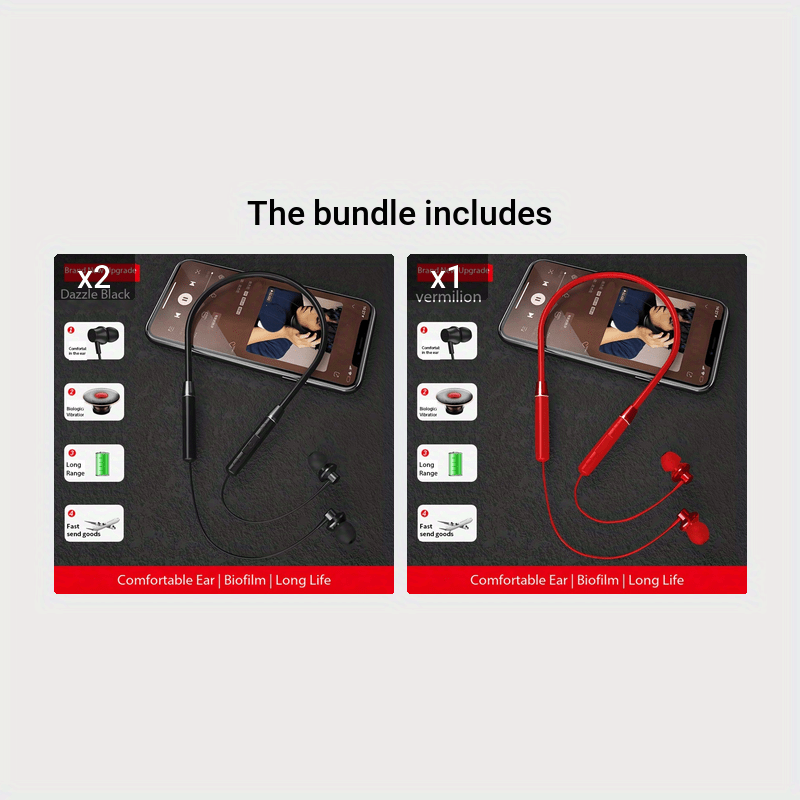 Neckband Wireless Headphones with Hi-Fi Stereo Sound for Sports and Exercise