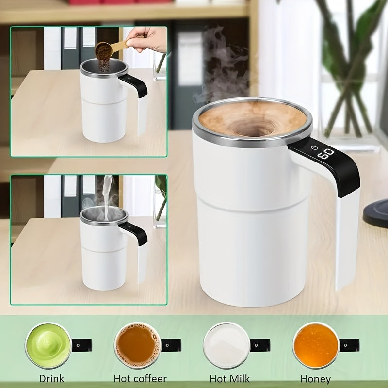 Electric USB Rechargeable Coffee Cup with LED Temp Display White Insulated