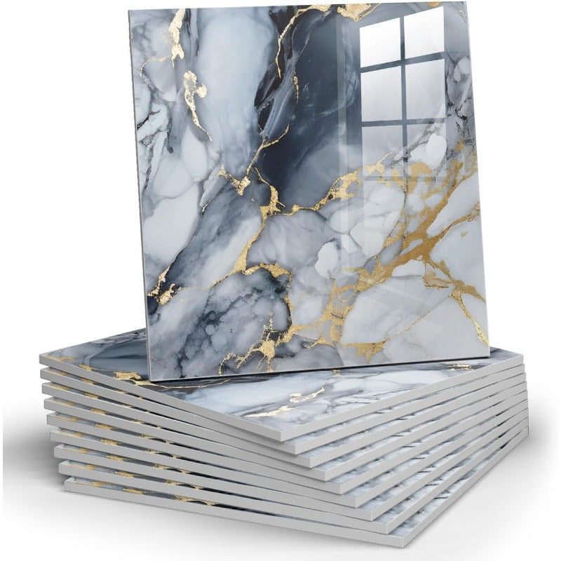10pcs Marble Peel and Stick Waterproof Wall Panels for Bathroom Kitchen Living Room 29.97cm x 29.97cm