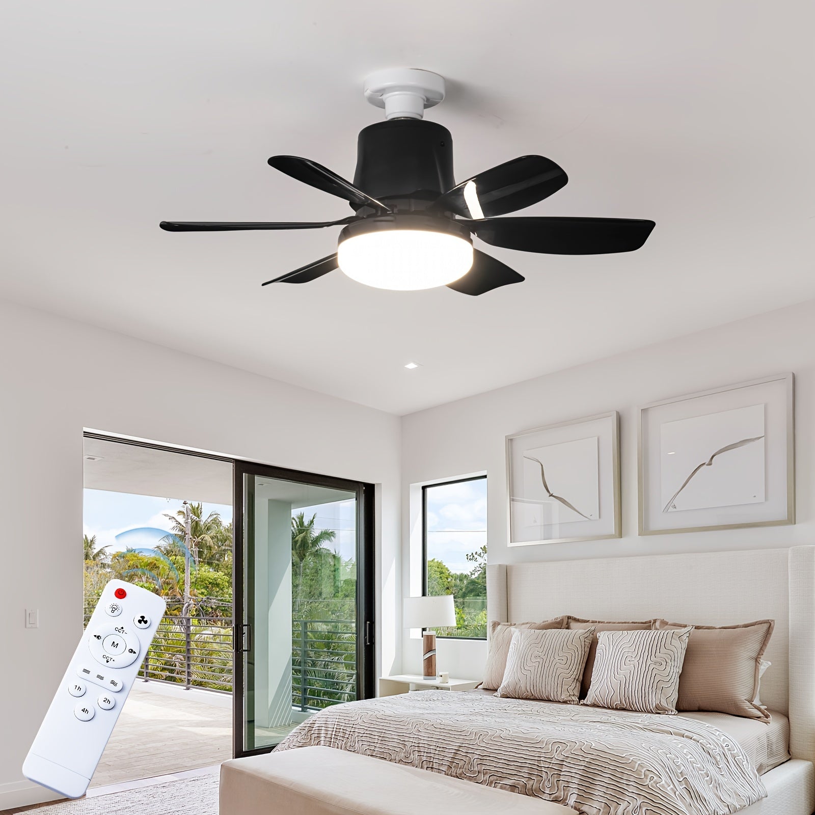 46.99cm LED Commercial Ceiling Fan with 3-Speed, 3 Colors, Dimming, Remote