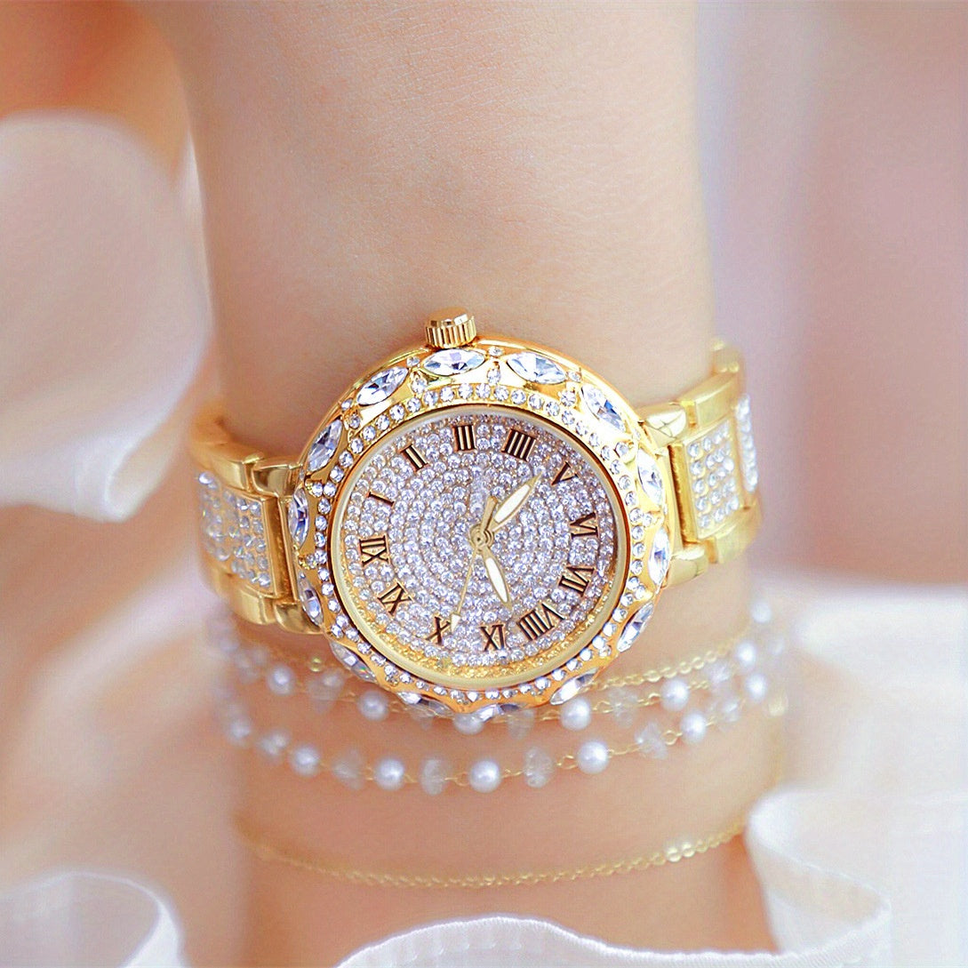 Women's Roman Numeral Bracelet Watch with Rhinestone and Quartz