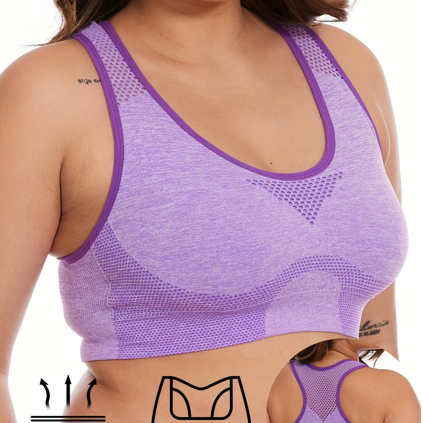 Plus-Size Seamless Yoga Bra Mesh Sports Bra for Running Exercise
