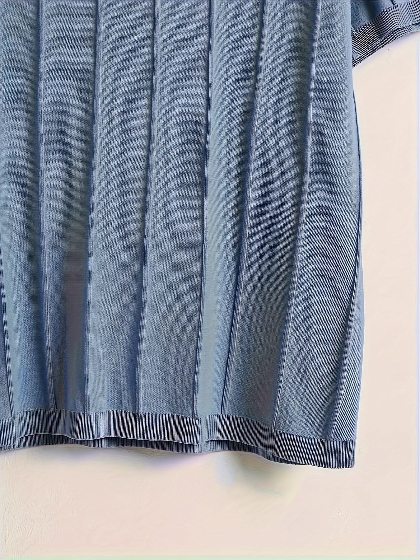 Men's Cotton Ribbed Knit T-Shirt Short Sleeve Crew Neck Striped Summer Casual