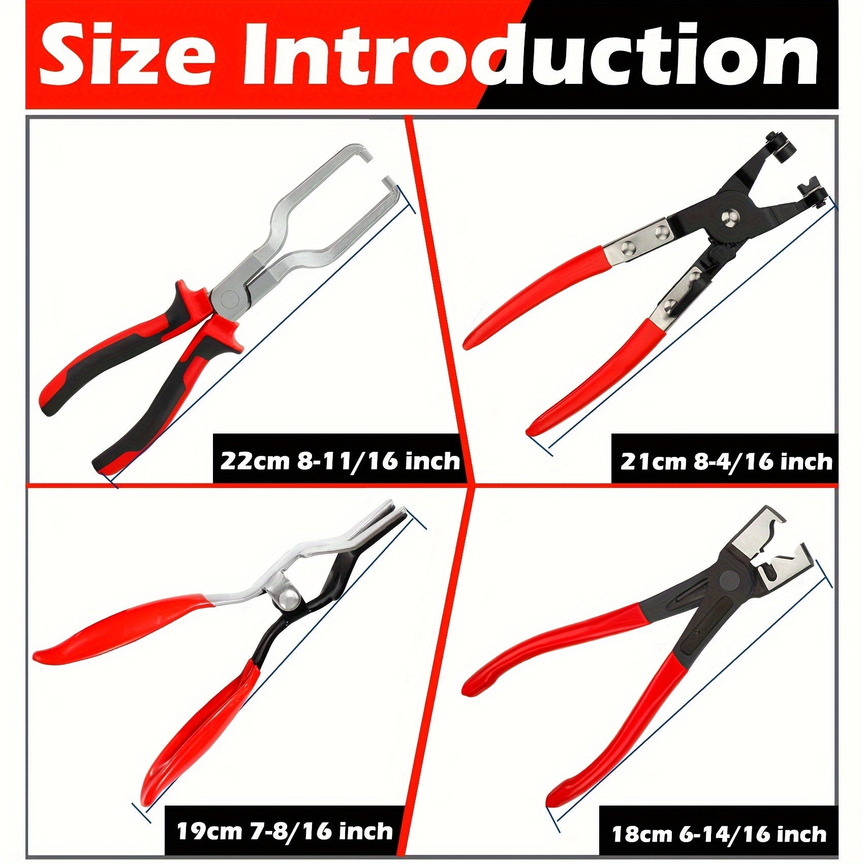 4Pcs Hose Clamp Pliers Set Fuel Line Disconnect Removal Tool Kit for Auto Repair