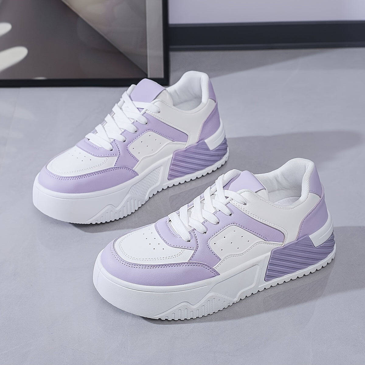 Women's Casual Sneakers Multicolor Low-Top Lace-Up Shoes Rubber Sole