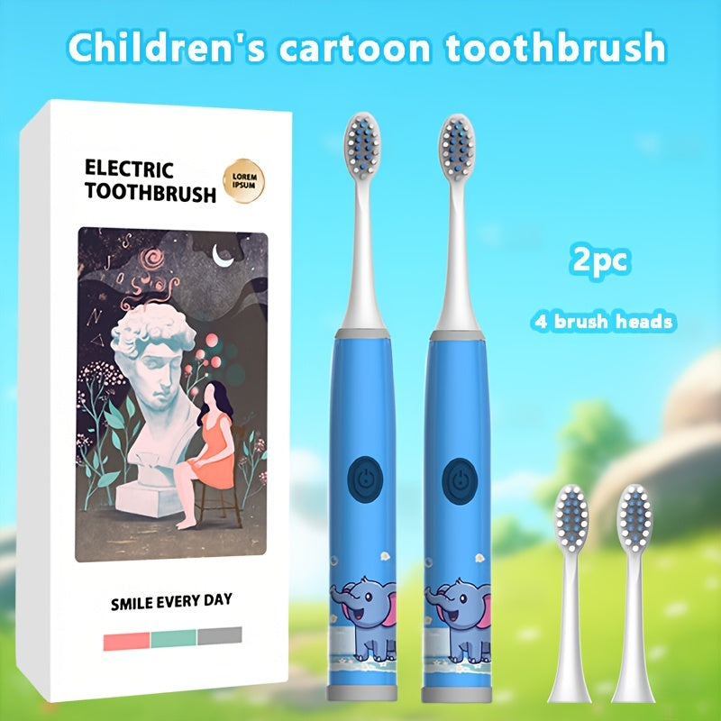 Детская электрическая зубная щетка для детей 3-15 лет, работает на батарейках, 3 цвета, мягкая для зубов