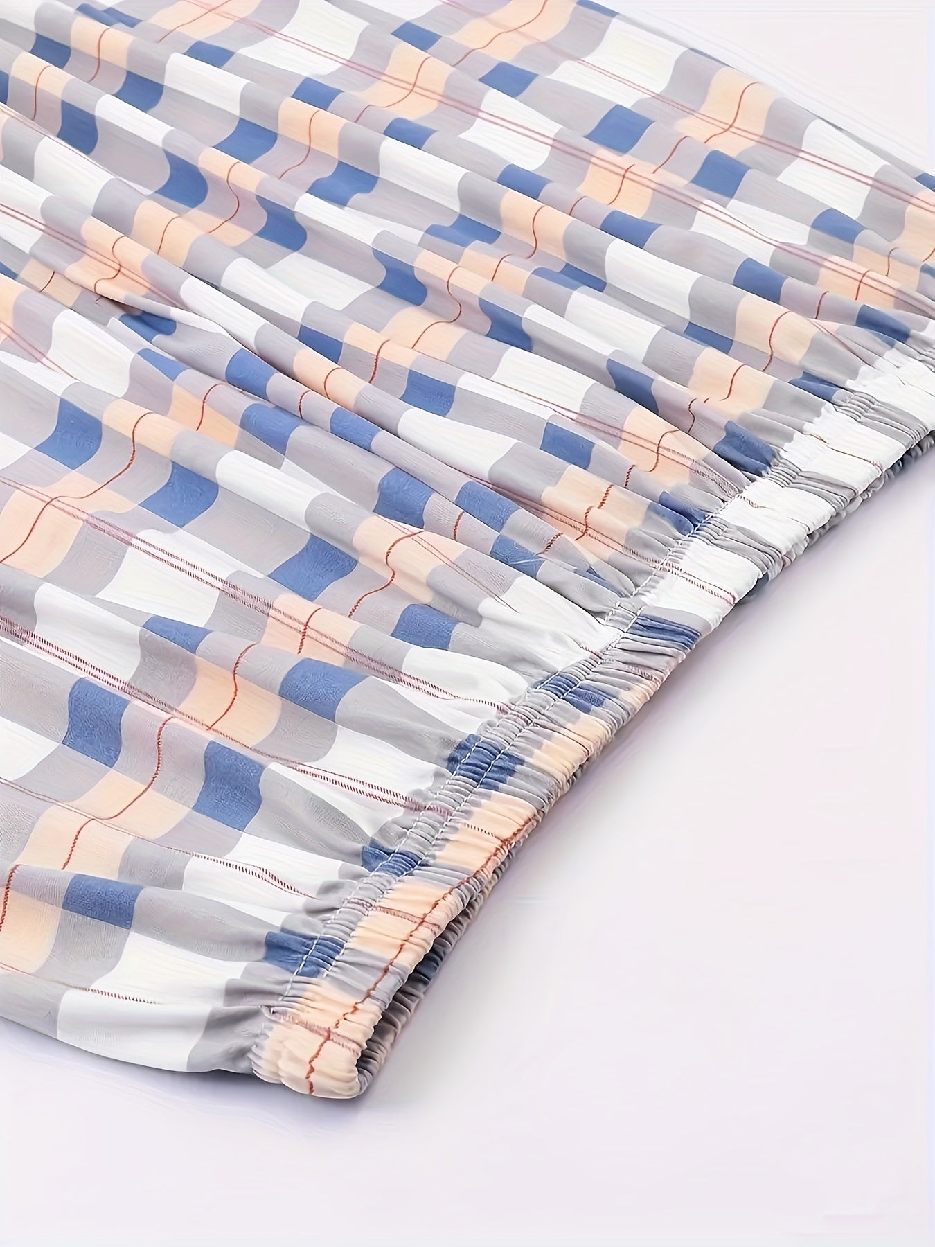 Plus Size Women's Cozy Pajama Set Soft Long Sleeve Tee Plaid Pants Lounge Wear