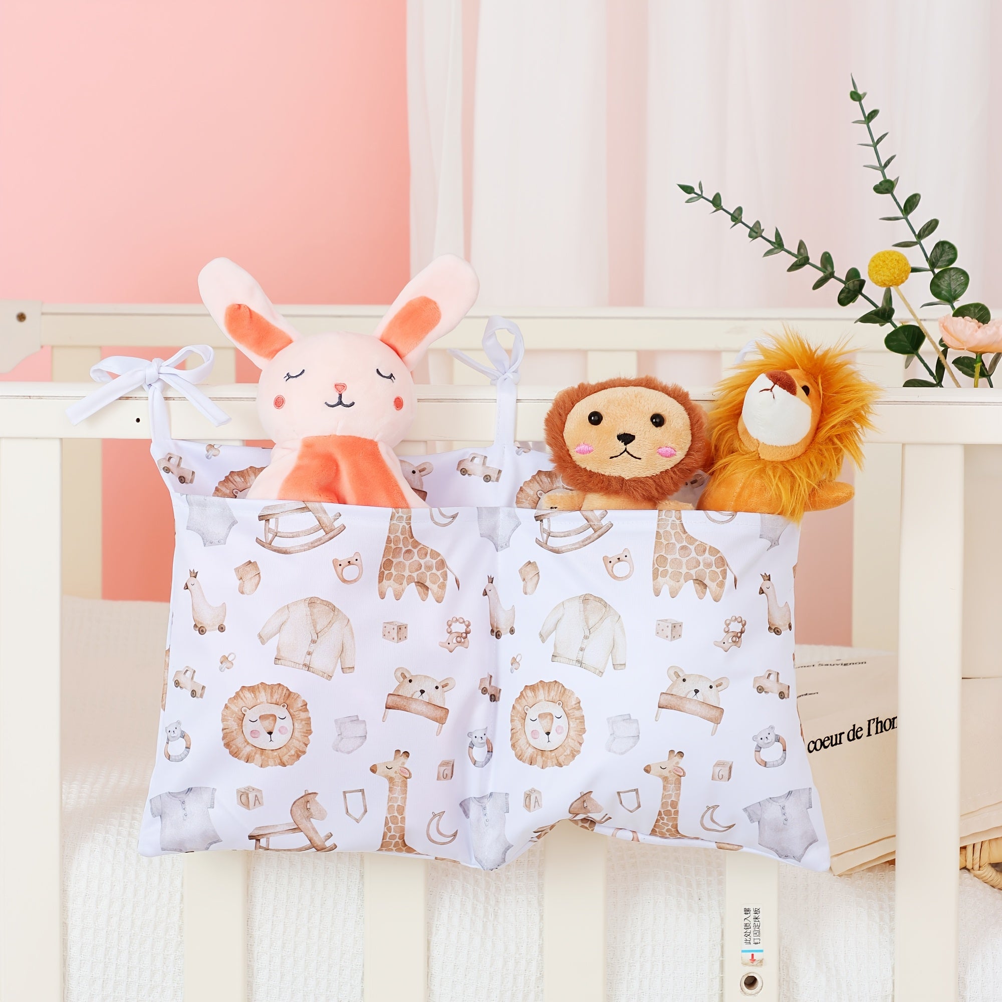 Kids Bedside Storage Organizer with Pockets, Hanging Design, Cute Print