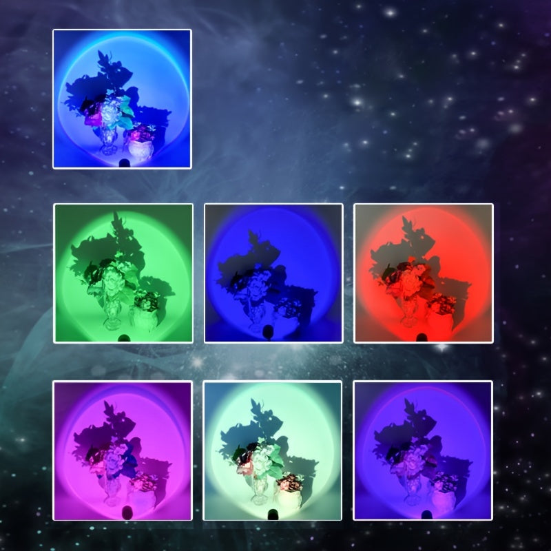 LED Sunset Lamp Projecting Rainbow Colors for Bedroom and Party Lighting 18.5cm Energy Efficient Modern Design