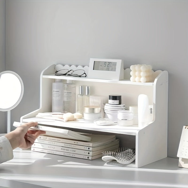 Double Layer Desktop Organizer for Cosmetics Stationery Books in Dorm Office