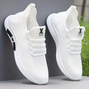 Men's Woven Slip-On Sneakers Breathable Soft Sole Casual Year-Round Workout