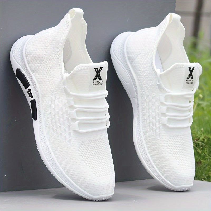 Men's Woven Slip-On Sneakers Breathable Soft Sole Casual Year-Round Workout