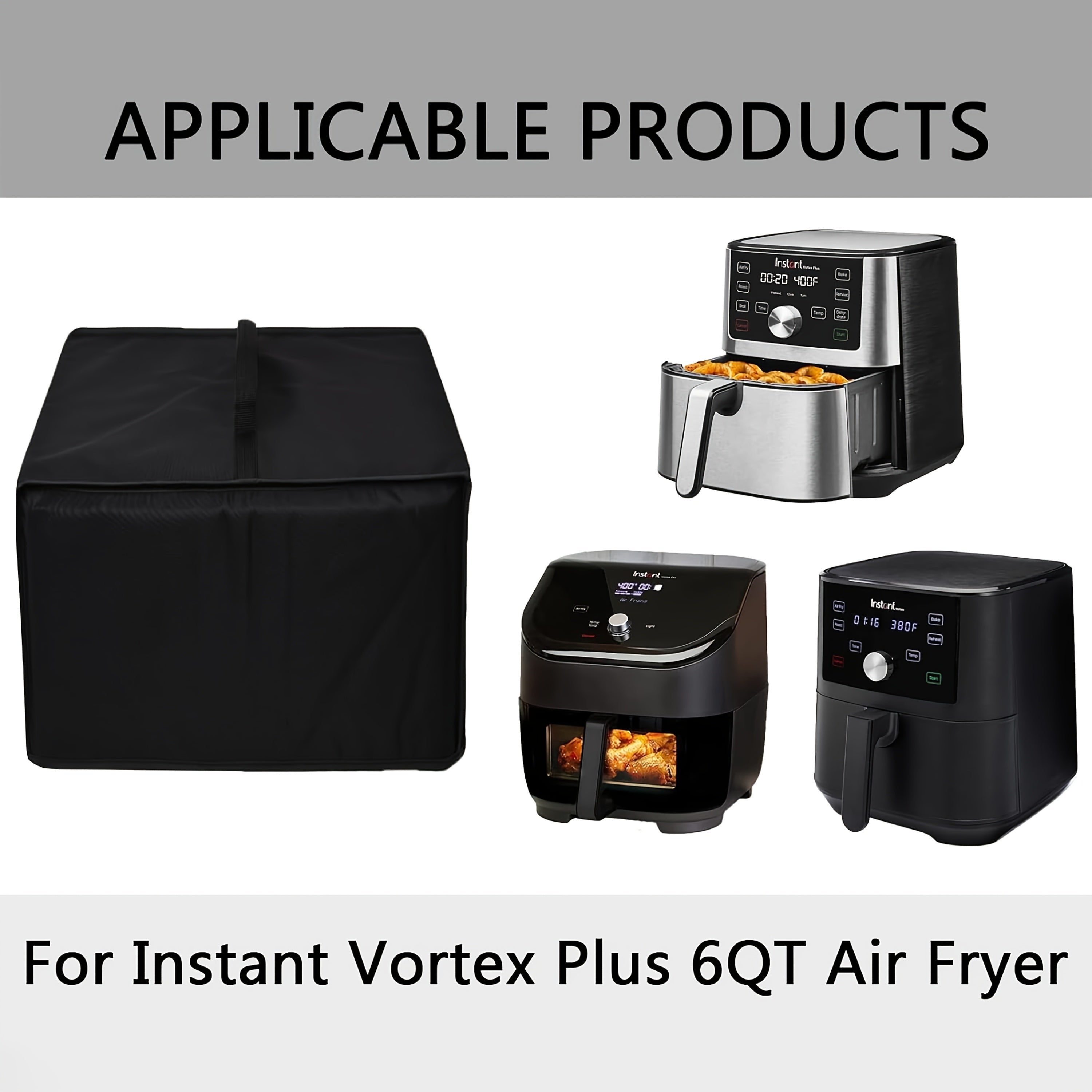 Waterproof Air Fryer Cover Dust UV Resistant Protective Oven Cover Multi-Functional Digital Accessory Black Gray