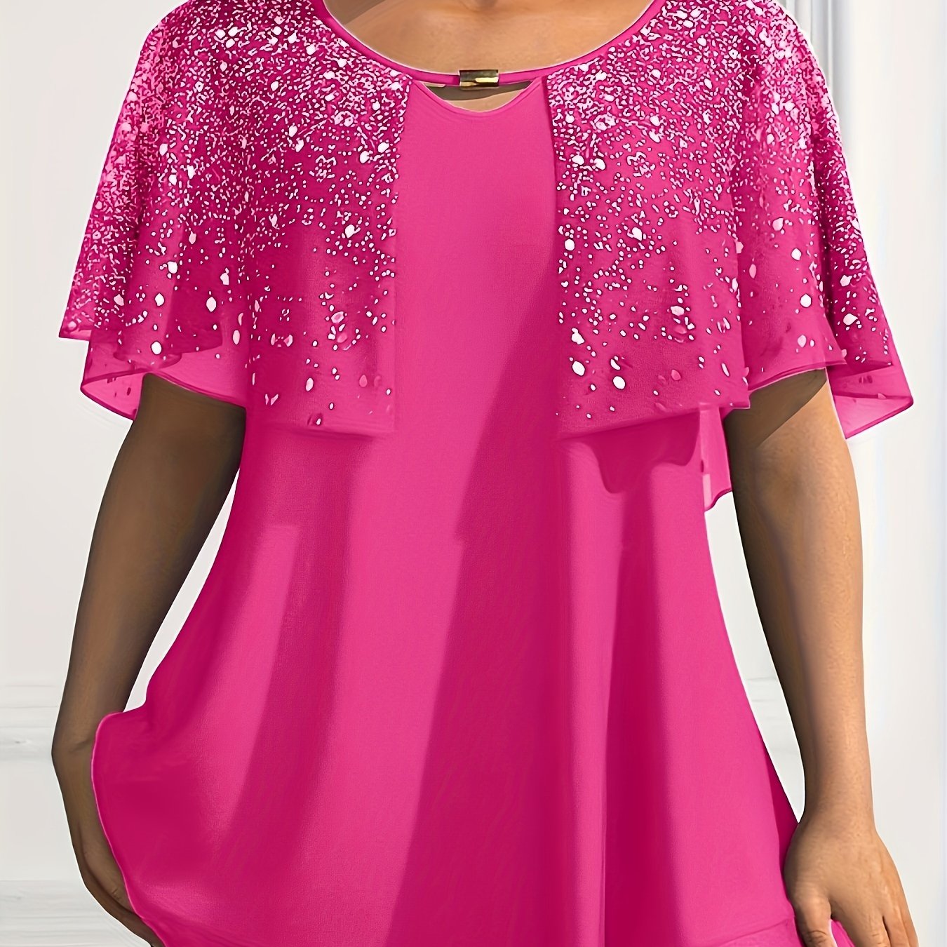 Plus Size Women's Chiffon Cardigan Black Starry Sky Pattern Lightweight Layering