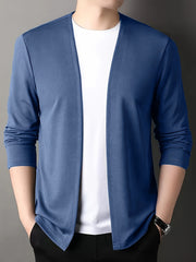Men's Knit Cardigan Solid Color Slim Fit Spring Casual Polyester