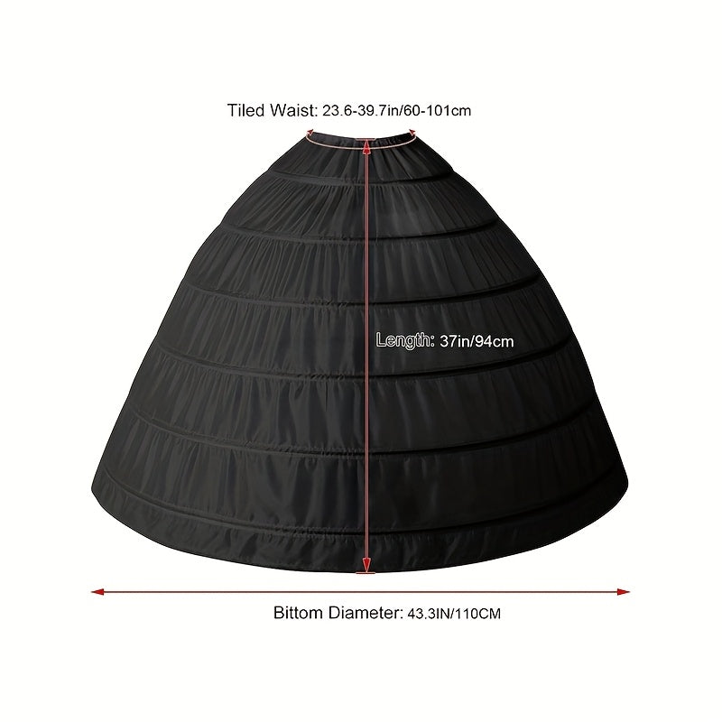 6-Hoop Romantic Wedding Dress Petticoat Polyester for Bridal and Banquet Gowns Size 2-18