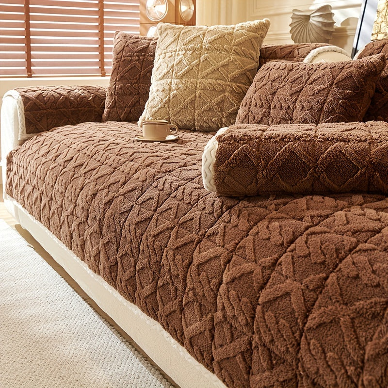 Пушистый чехол для дивана, подходящий для 1-4 человек, устойчивый к пятнам и моющийся в машине