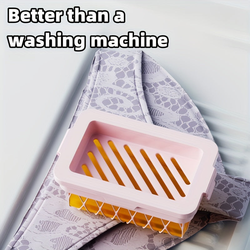 Ahorra jabón multifuncional con red de espuma para limpieza y almacenamiento Azul Rosa