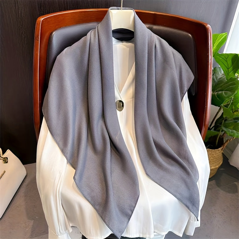 Elegant Women's Monochrome Square Scarf with Thin, Breathable Linen Feel - 89.92cm - Minimalist Style, Windproof, Sunscreen - Perfect Head Wrap