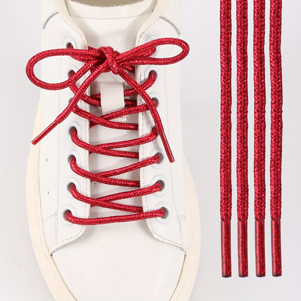 Unisex Elastic Metallic Shoelaces Round Thin Suitable for Sneakers Boots