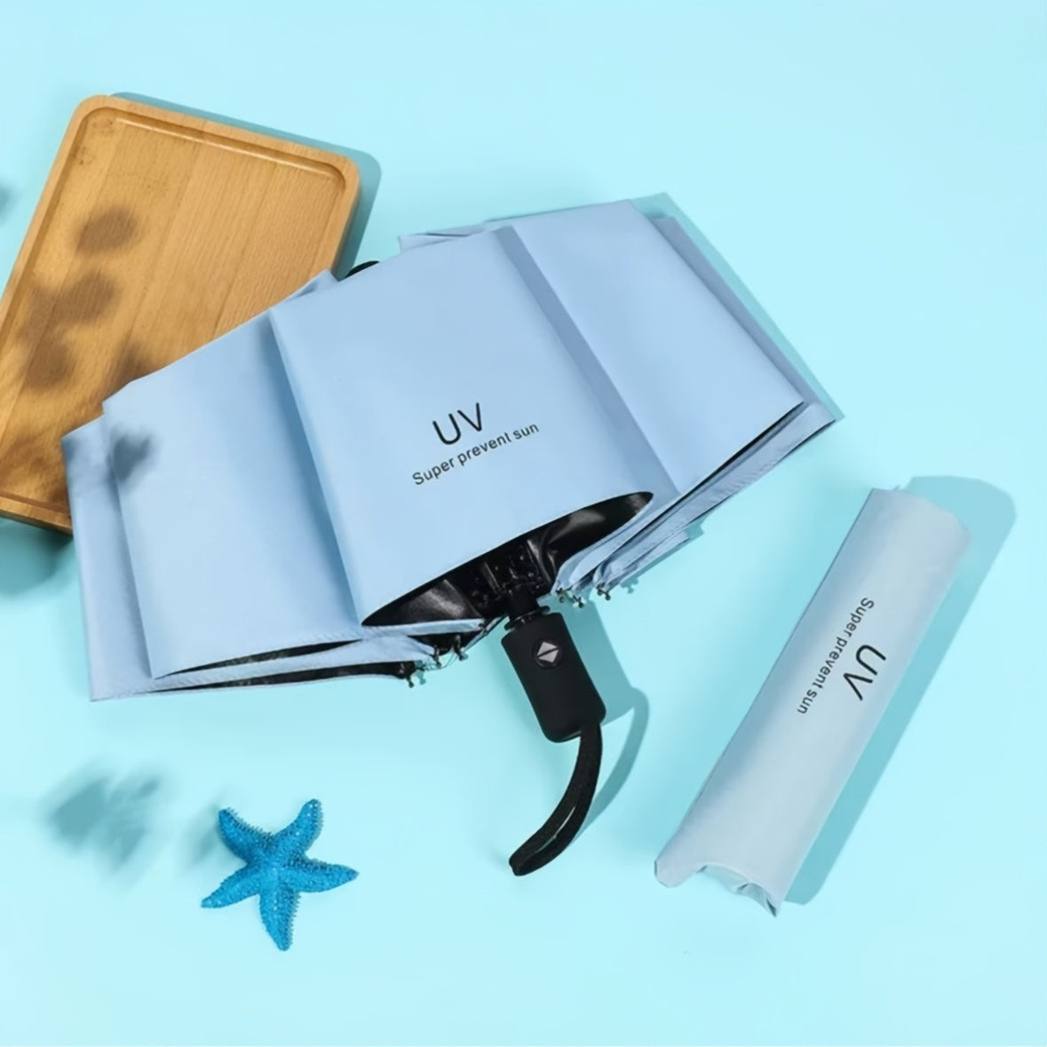 8-Stripe Avtomatik yig'iladigan UV soyabon, suv o'tkazmaydigan, shamol o'tkazmaydigan, zamonaviy, quyosh, yomg'ir, golf o'ynovchilar uchun