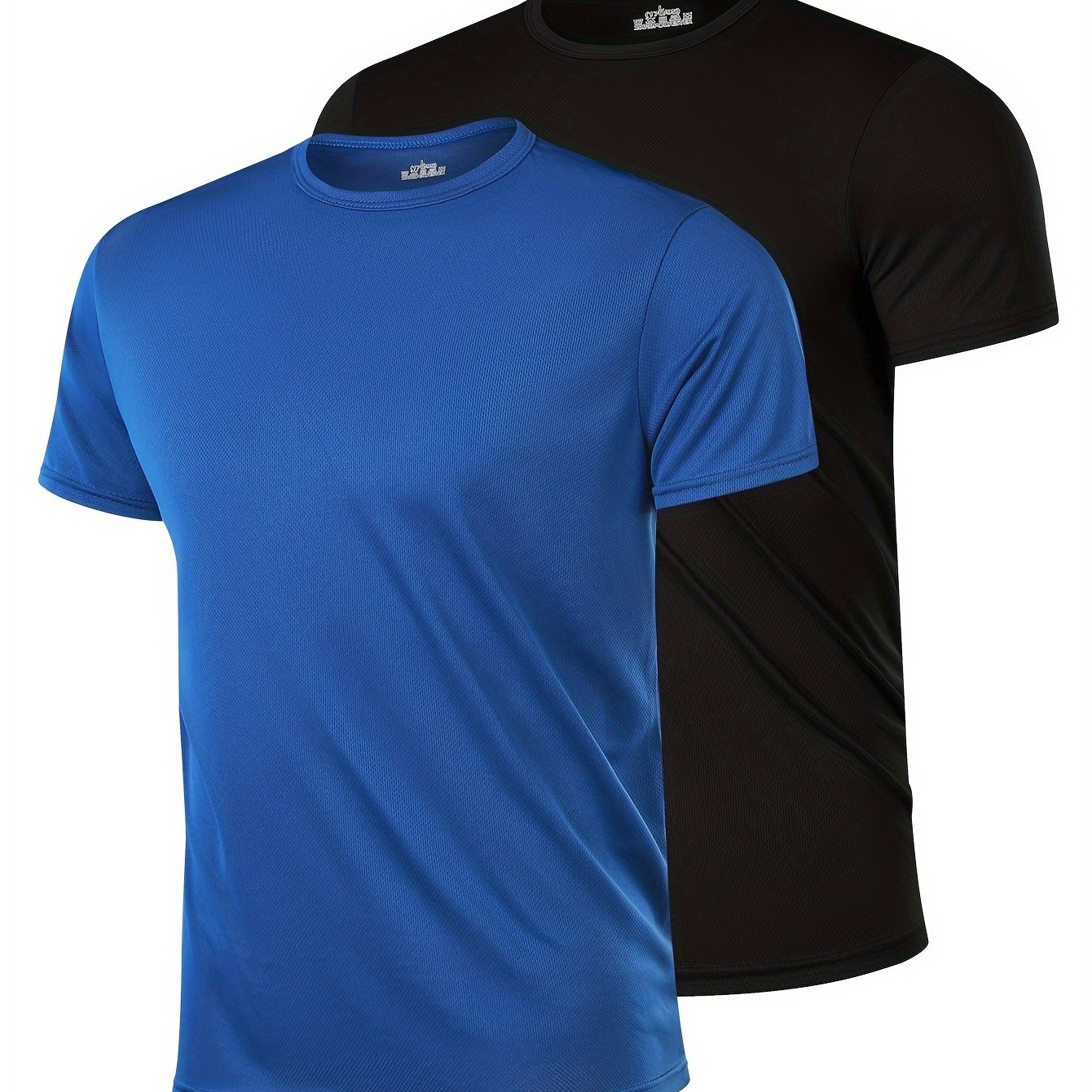 Men's Quick-Dry Sports T-Shirts Set Navy Black Breathable Polyester for Running Training Basketball