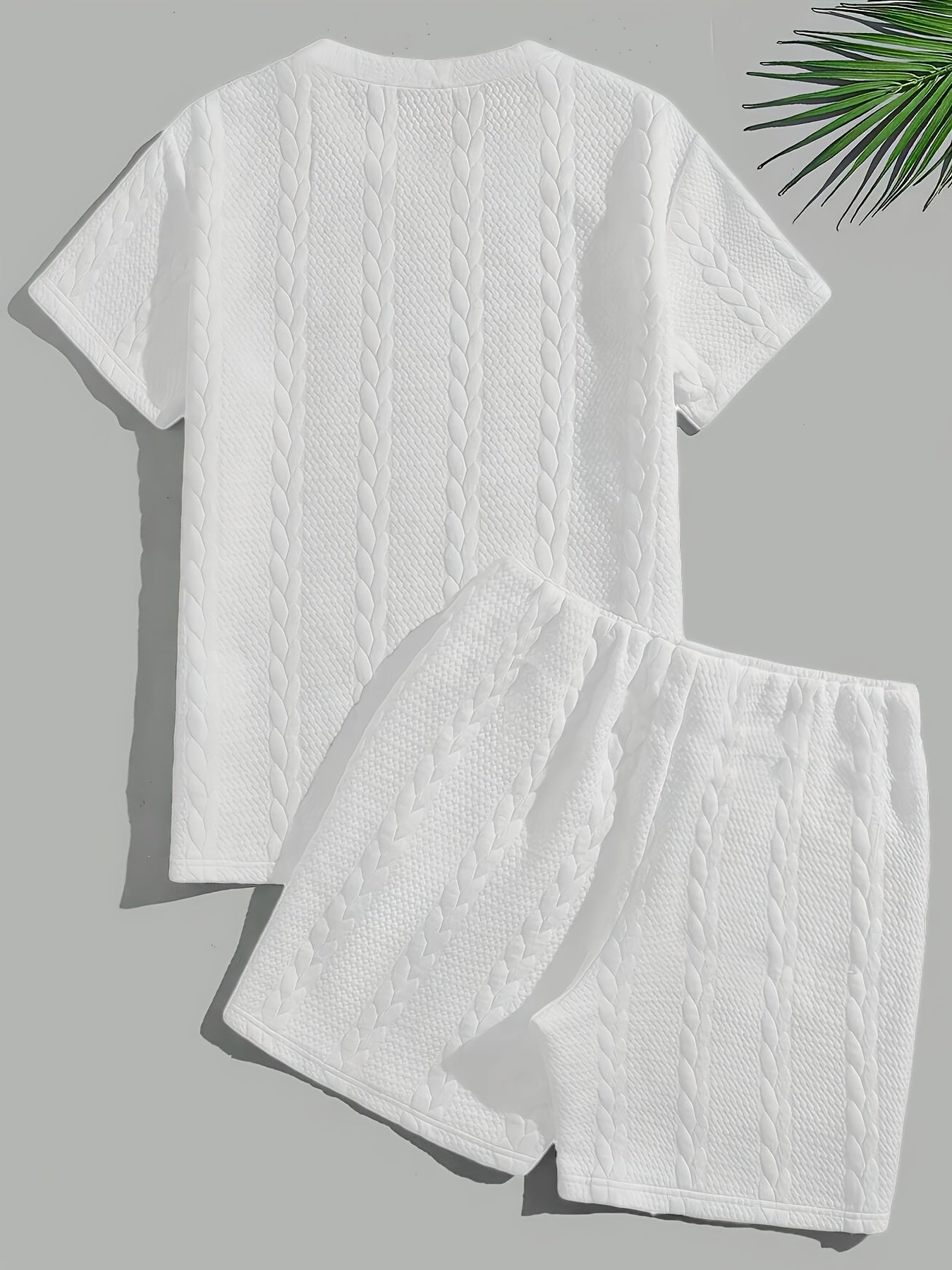 Conjunto de camiseta de manga corta y pantalones cortos casuales para hombre en negro, de punto de poliéster, para todas las estaciones