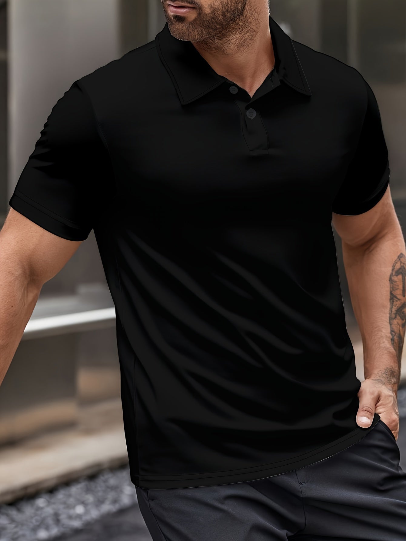 Men's Solid Golf Shirt Summer Outdoor Casual Short Sleeve Polyester