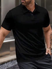 Men's Solid Golf Shirt Summer Outdoor Casual Short Sleeve Polyester