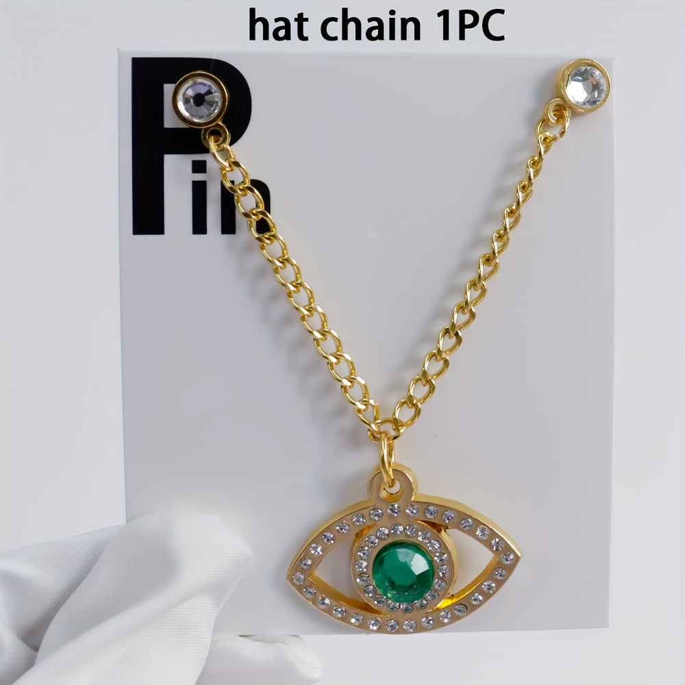 Sparkling Brooch Hat Pin and Chain Set for Women, New Year Gift