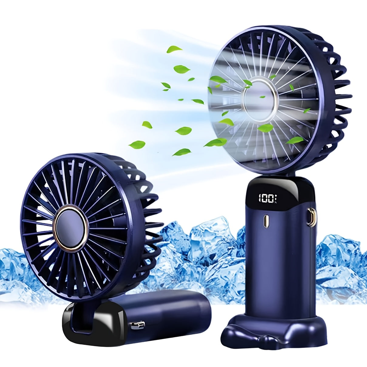 Portable Handheld Fan with Digital Display 5 Speed Adjustable Rechargeable Lithium Battery