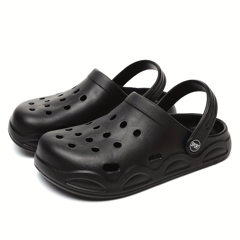 Women's Solid Color Clogs, Casual Hollow Out Garden Shoes, Slip-On Beach Footwear