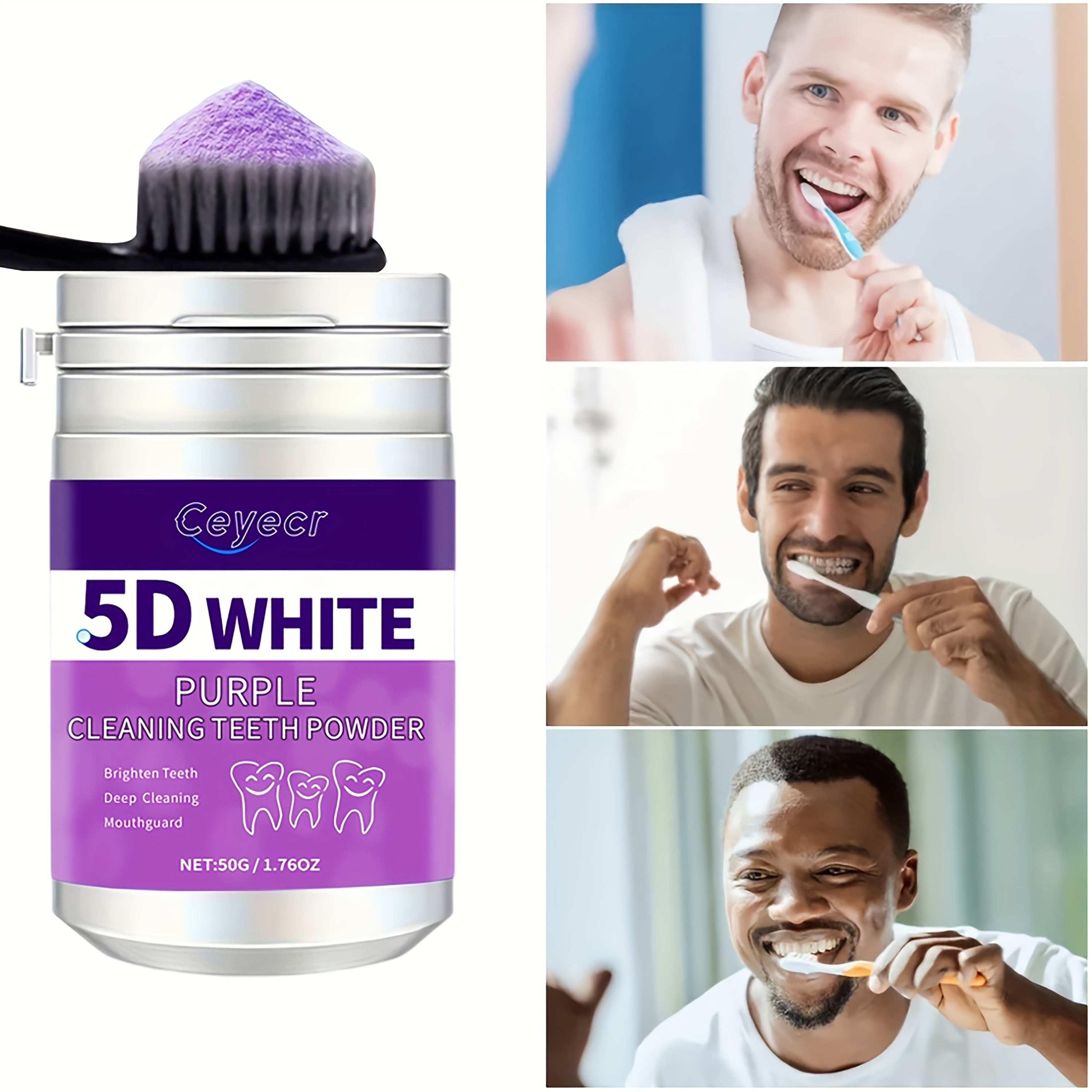 Teeth Whitening Powder for Men and Women 50g Deep Cleaning Purple Pearl Formula