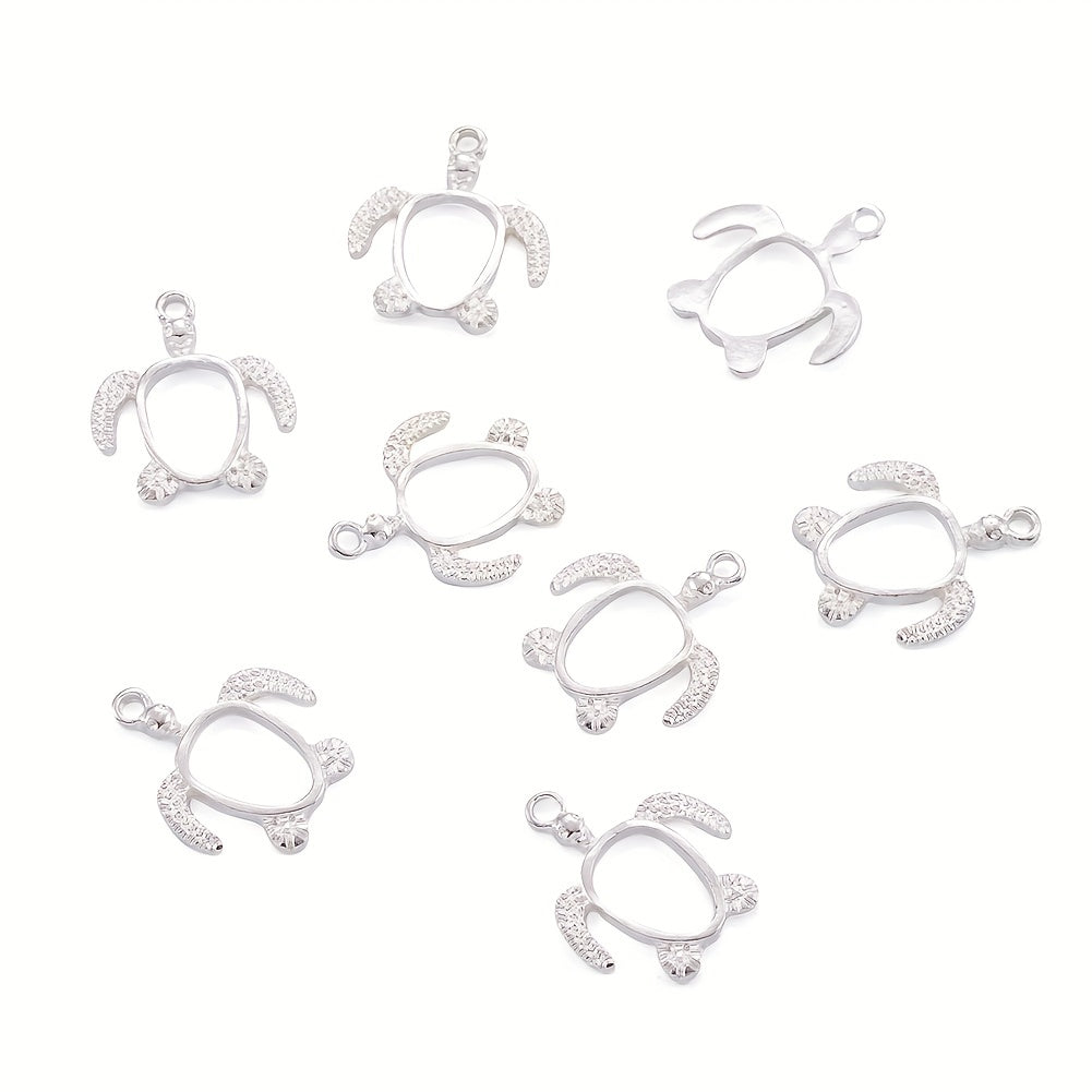 Twenty Pieces of Silvery Turtle Alloy Pendants for Resin Jewelry Making 21.5x18.5mm