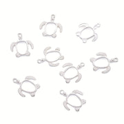 Twenty Pieces of Silvery Turtle Alloy Pendants for Resin Jewelry Making 21.5x18.5mm