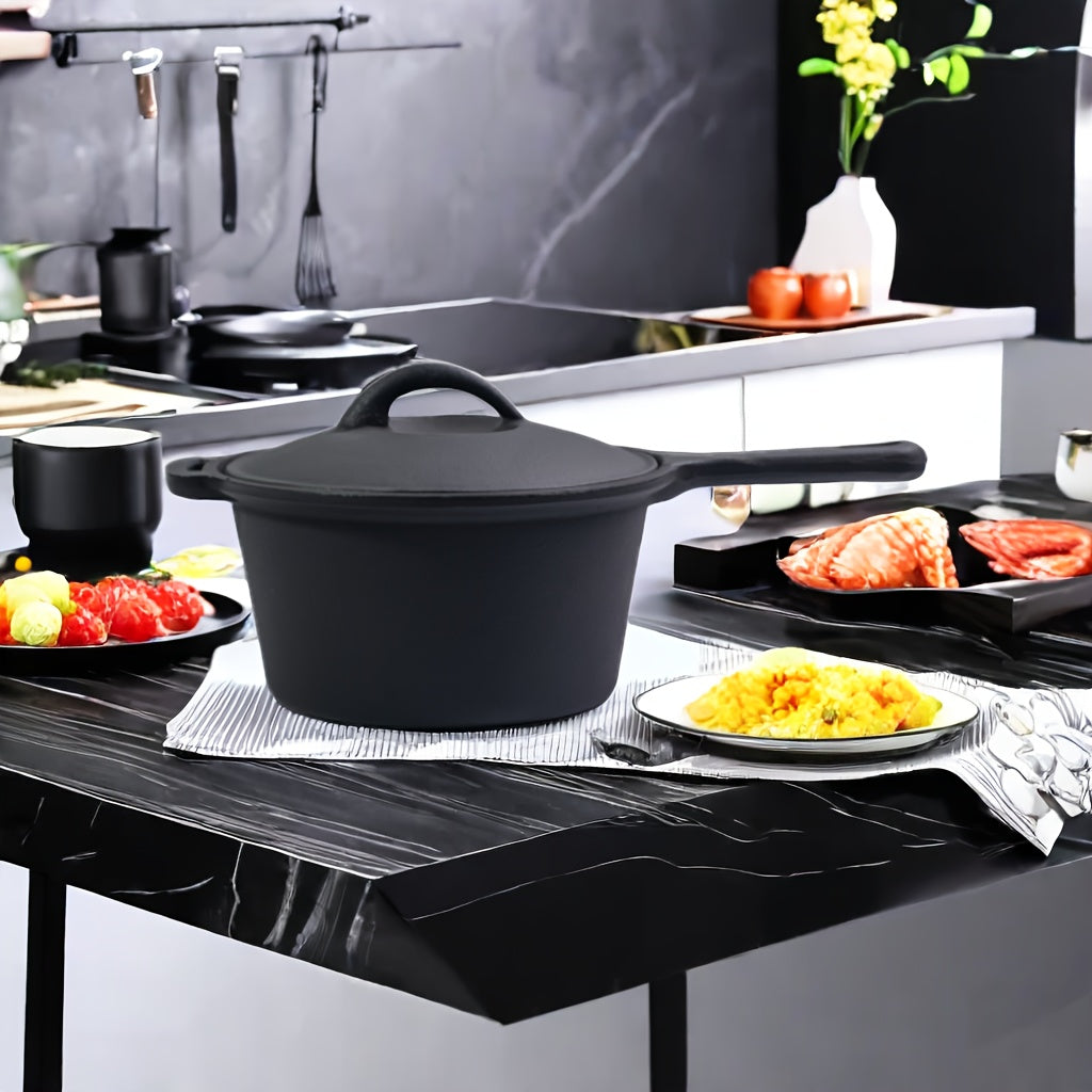 Enameled Cast Iron Cookware Set Non-Stick Saucepan Deep Skillet Induction Gas